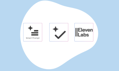 Drei Logos sind zu sehen: Smart Prompt, Fix und ElevenLabs